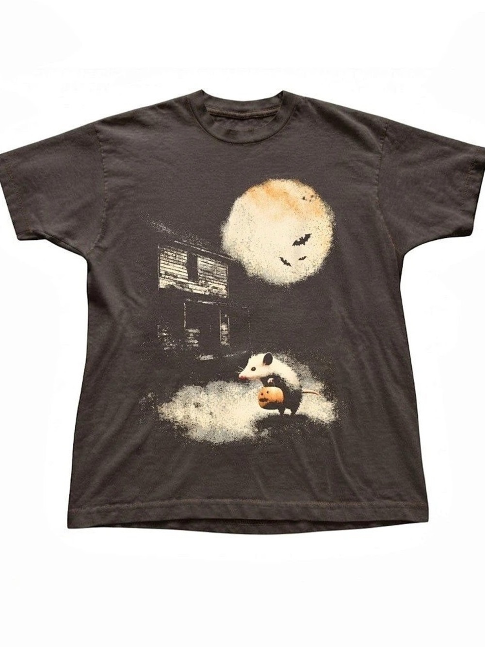 Opossum Pumpkin Moon Halloween Spooky Graphic Gildan T-Shirt